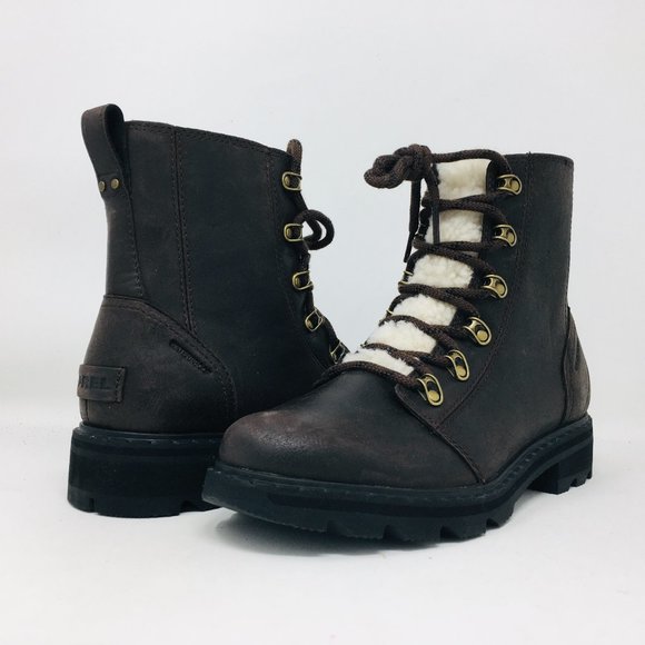 Sorel Lennox Lace Cozy Blackened Brown Boots Size 8 M (Medium)